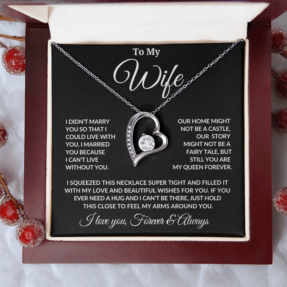 To My Wife | Forever My Queen | Love Knot Necklace - Blk