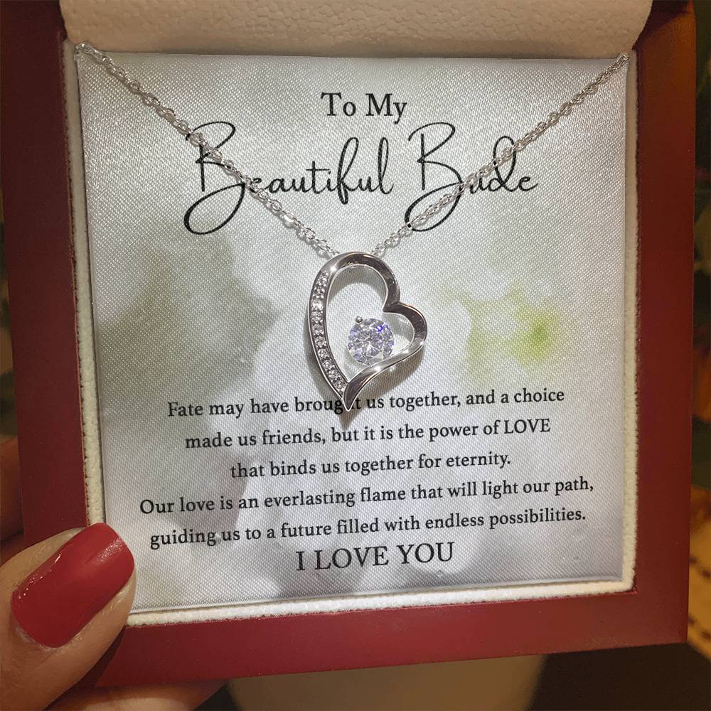 To My Beautiful Bride | I Love You | Forever Love Necklace - JENACDirect