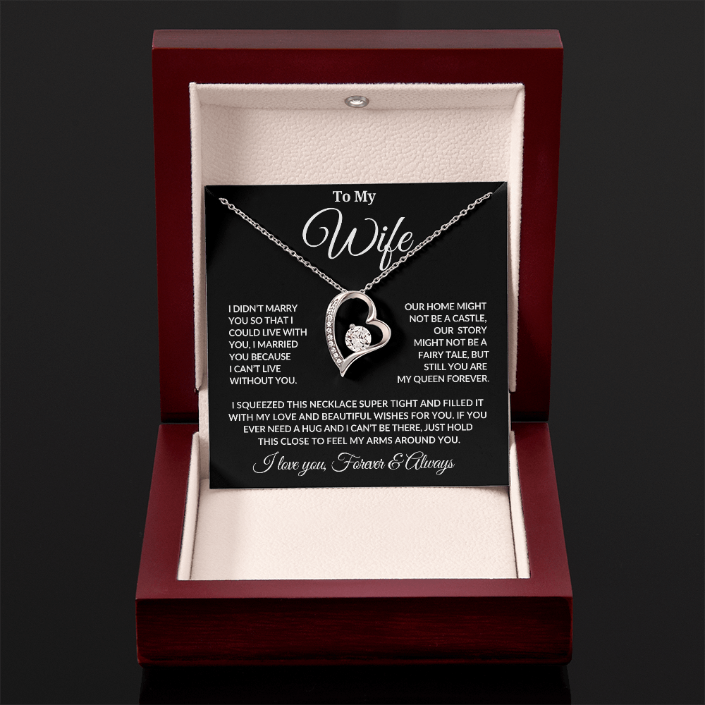 To My Wife | Forever My Queen | Love Knot Necklace - Blk