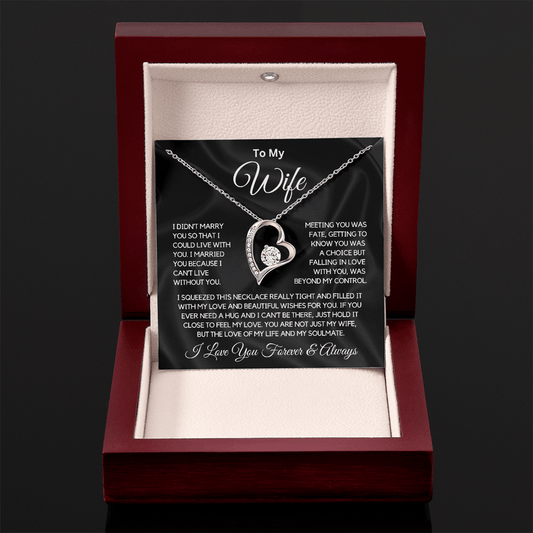 To My Wife "I Can't Live Without You" Forever Knot Necklace