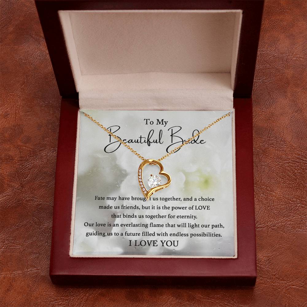 To My Beautiful Bride | I Love You | Forever Love Necklace - JENACDirect