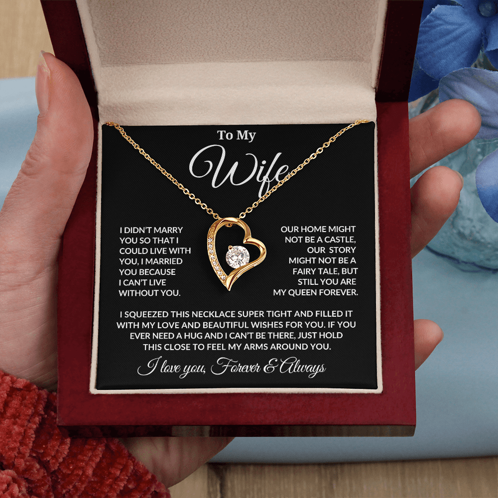 To My Wife | Forever My Queen | Love Knot Necklace - Blk