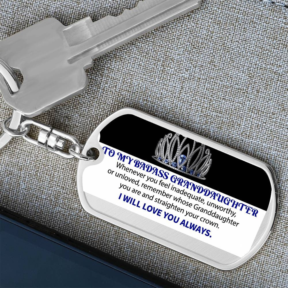 To My Badass Granddaughter | Dog Tag with Swivel Keychain - JENACDirect