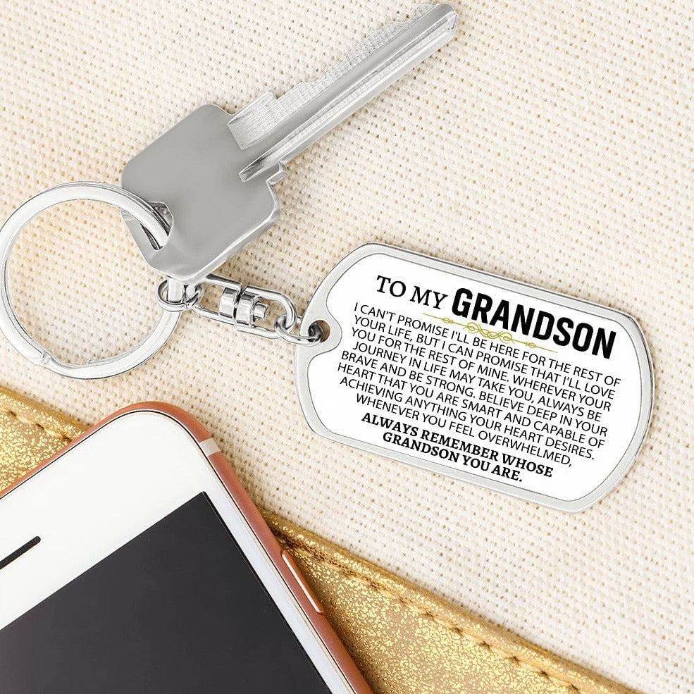 To My Grandson | Dog Tag Swivel Keychain - JENACDirect