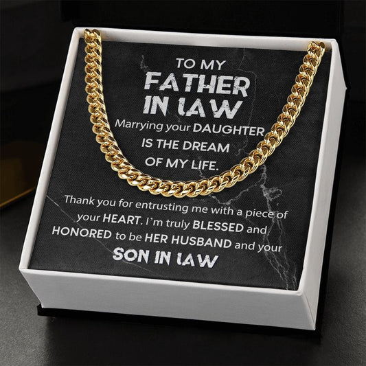 To My Father In Law | From Son In Law | Cuban Link Chain - JENACDirect