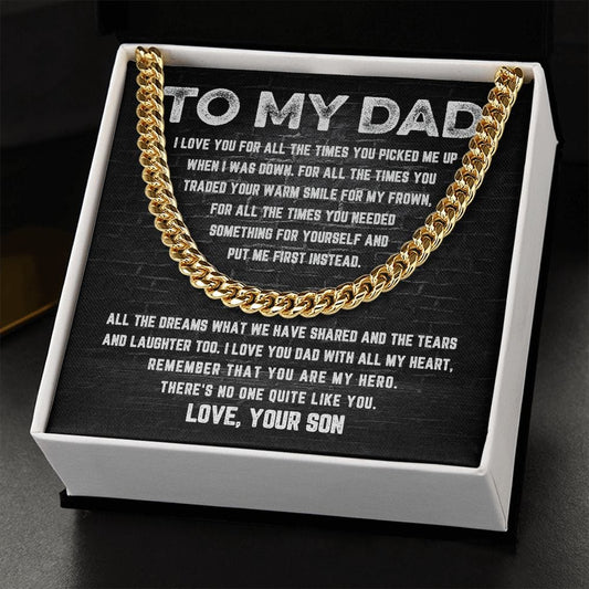 To My Dad | You are My Hero | Cuban Link Chain - JENACDirect