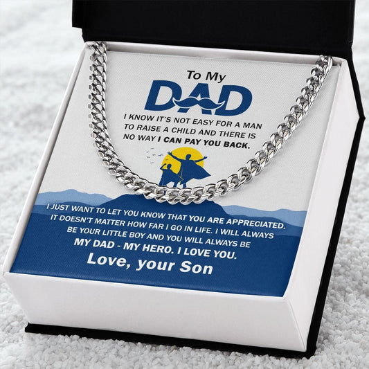 To My Dad | My Hero | Cuban Link Chain - JENACDirect