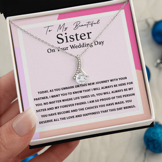 To My Beautiful Sister on Your Wedding Day | Alluring Beauty Necklace - JENACDirect