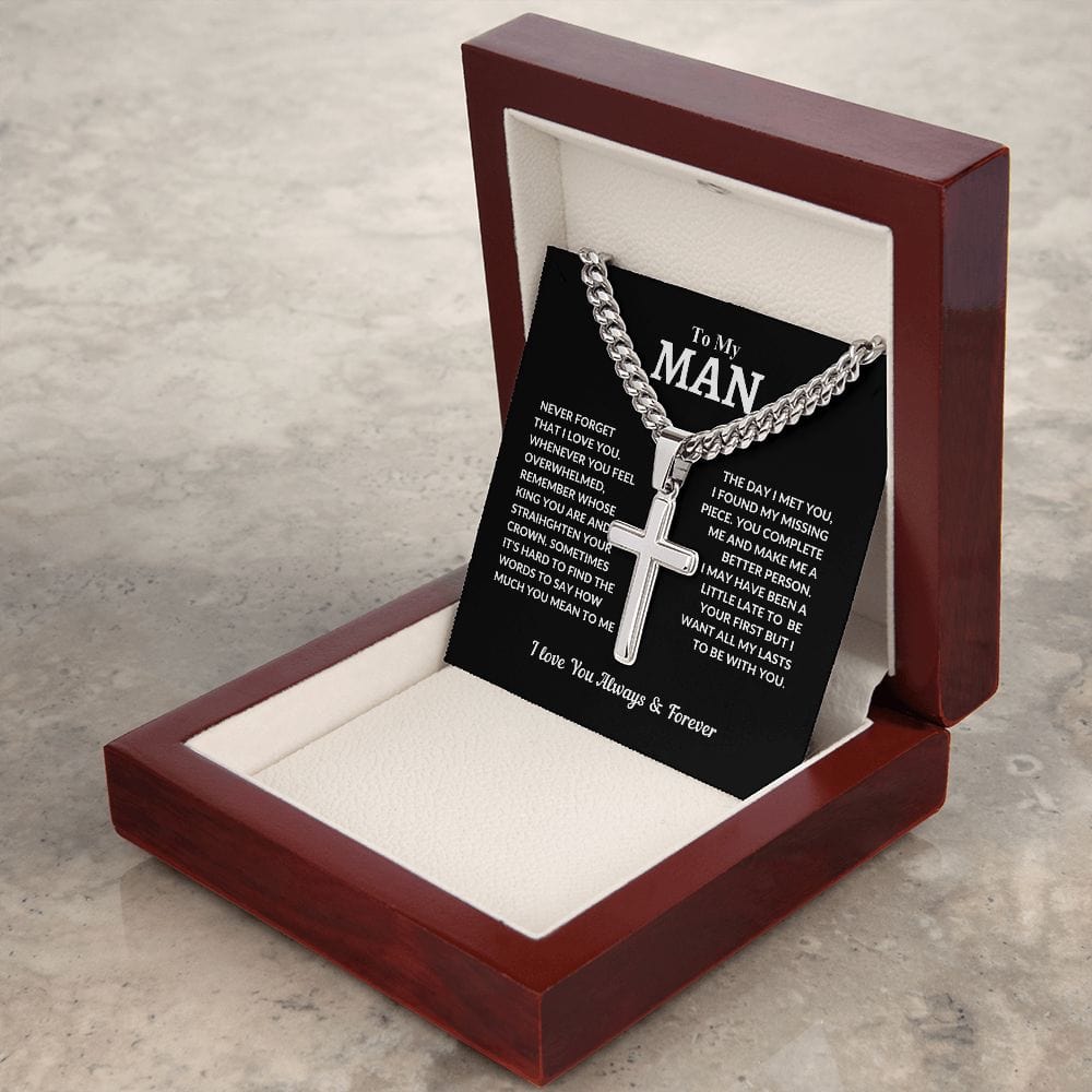 To My Man | Cuban Chain with Artisan Cross Necklace - JENACDirect