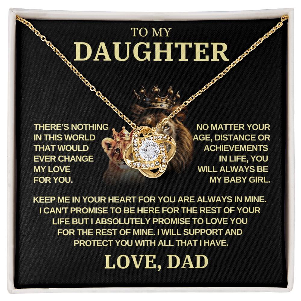 To My Daughter | Always My Baby Girl | Gift From Dad | Love Knot Necklace