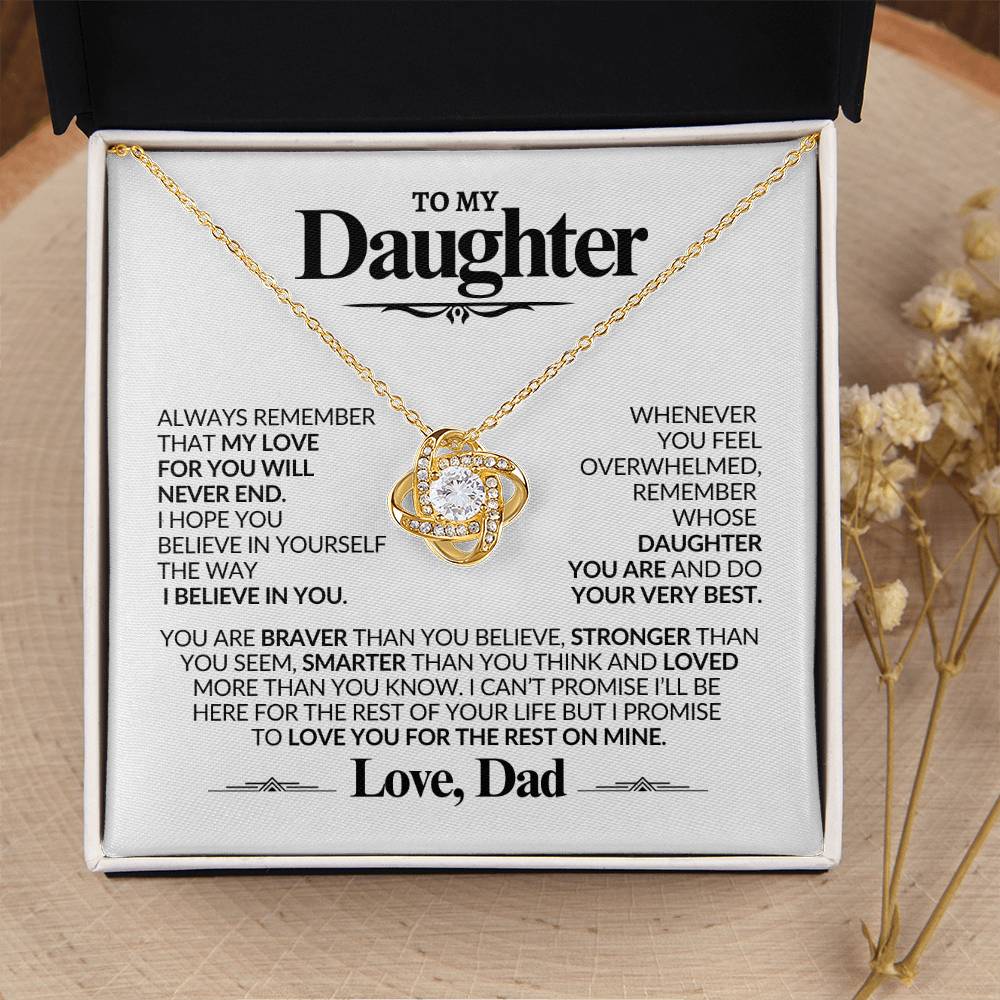 To My Daughter | I Believe In You | Love Knot Necklace | Gift From Dad JD23