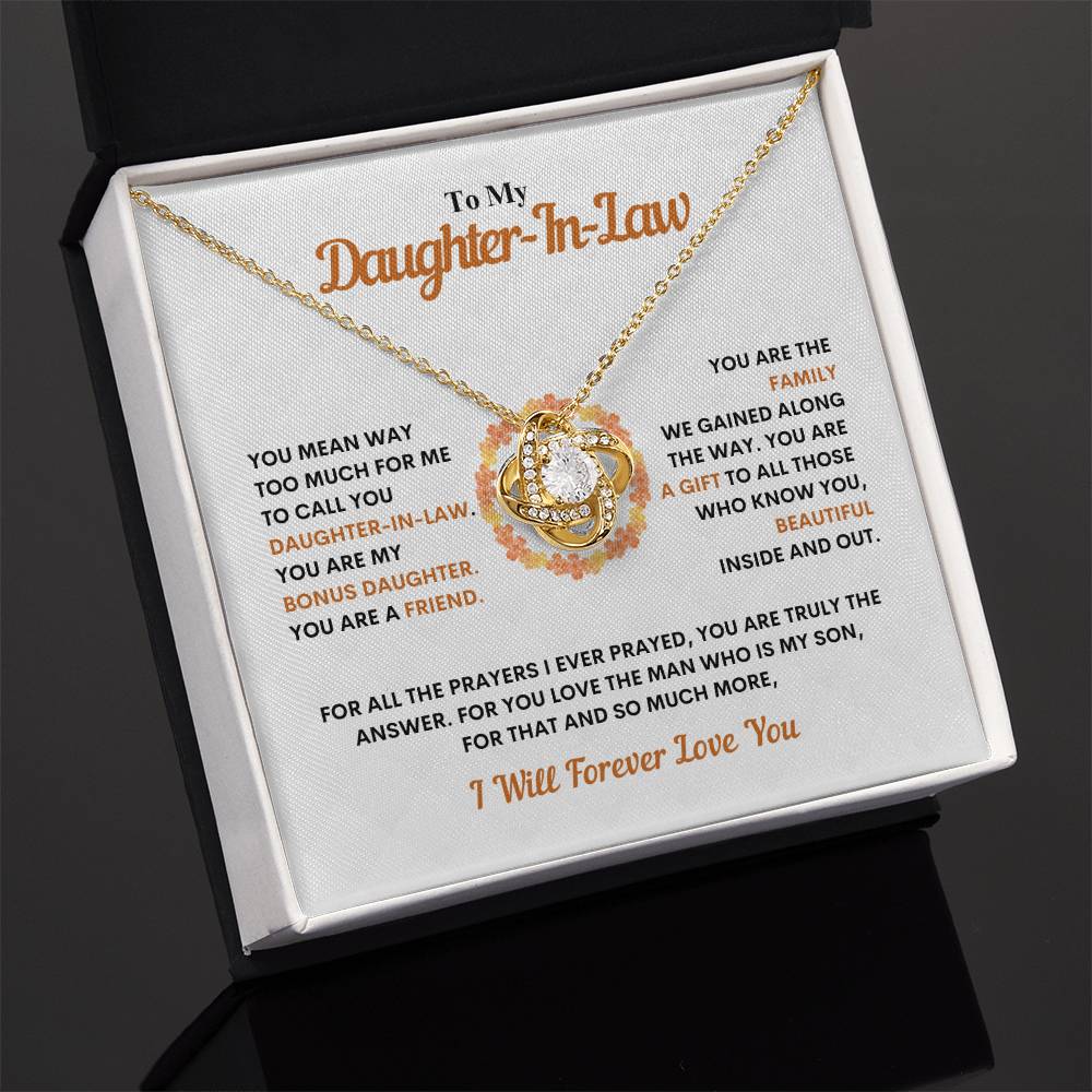 To My Daughter-In-Law | You Are a Gift to Us | Love Knot Necklace - JENACDirect