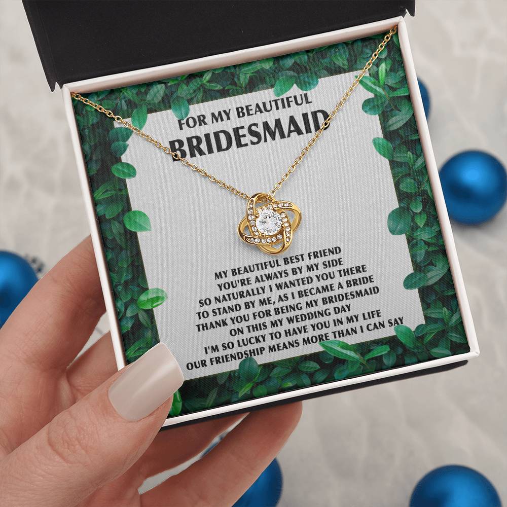 To My Beautiful Bridesmaid | Love Knot Necklace - JENACDirect