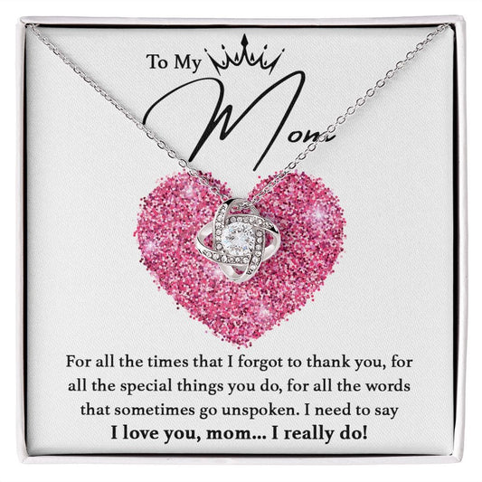 To My Mom | I Love You | Love Knot Necklace - JENACDirect