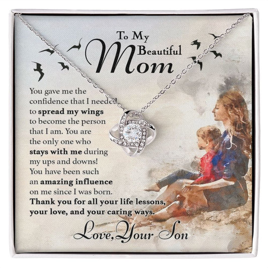 To My Beautiful Mom | From Son | Love Know Necklace - JENACDirect