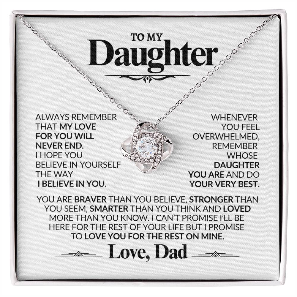 To My Daughter | I Believe In You | Love Knot Necklace | Gift From Dad JD23