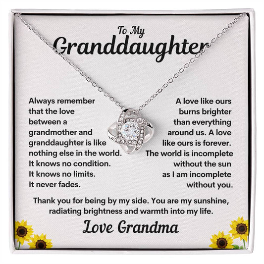 To My Granddaughter | My Sunshine | Love Knot Necklace | Gift From Grandma