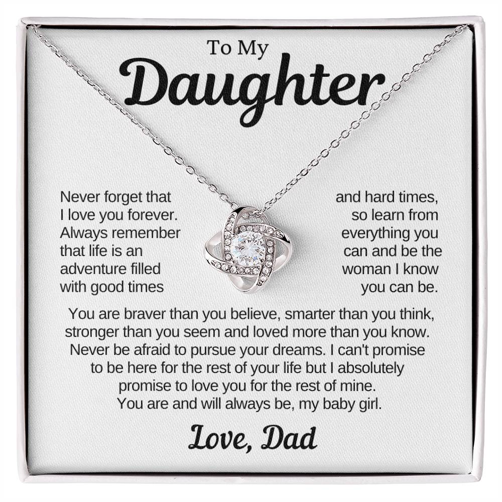 To My Daughter From Dad | Life is An Adventure | Love Knot Necklace