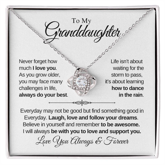 To My Granddaughter | Always Do Your Best | Love Knot Necklace | Gift From Grandparent