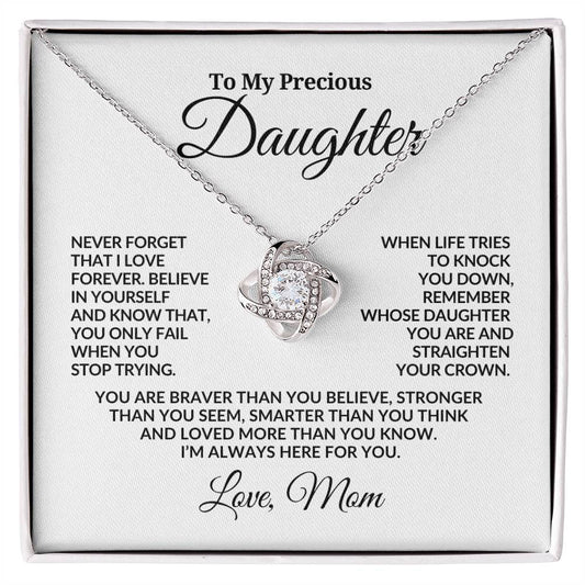 To My Precious Daughter | Gift From Mom | Love Knot Necklace