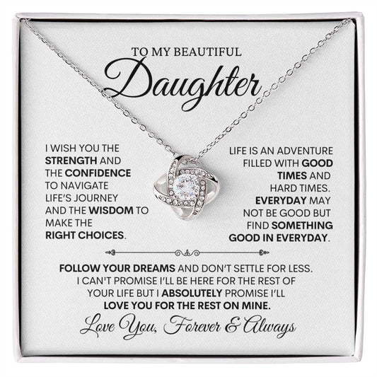 To My Beautiful Daughter | Follow Your Dreams | Love Knot Necklace