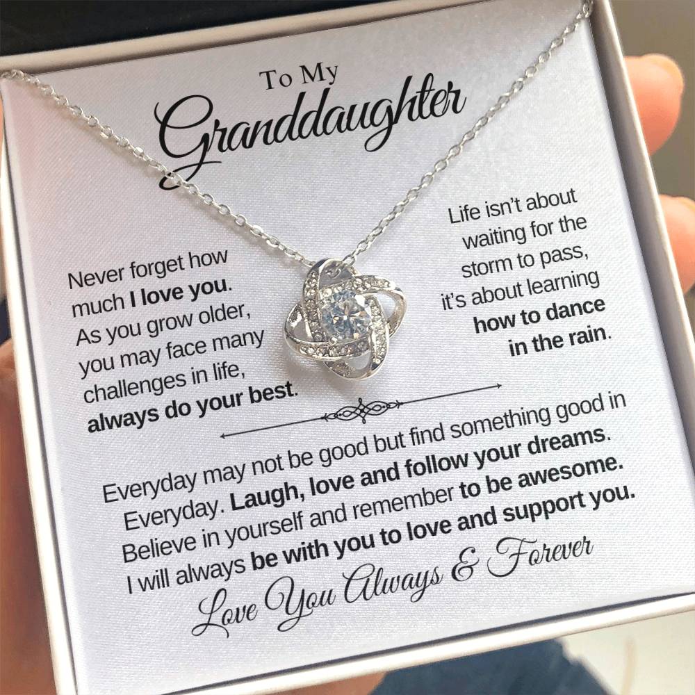 To My Granddaughter | Always Do Your Best | Love Knot Necklace | Gift From Grandparent