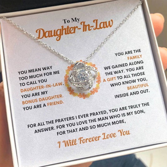 To My Daughter-In-Law | You Are a Gift to Us | Love Knot Necklace - JENACDirect