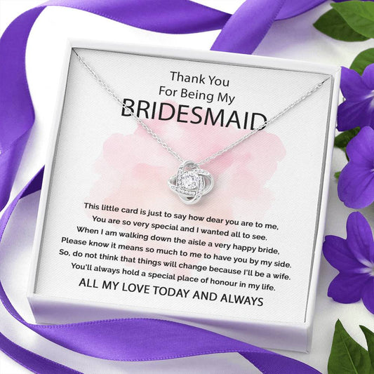 Thank You For Being My Bridesmaid | Love Knot Necklace - JENACDirect