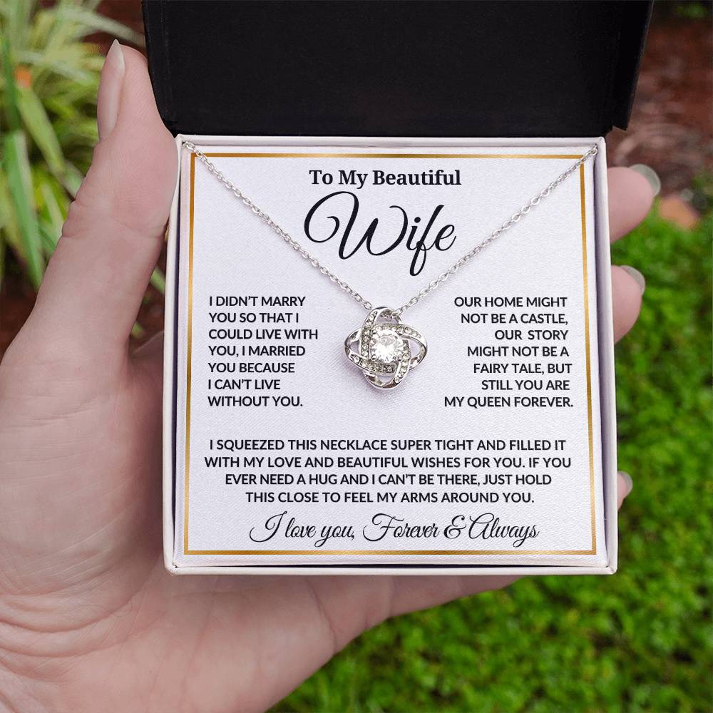 To My Beautiful Wife | Forever My Queen | Love Knot Necklace - 04