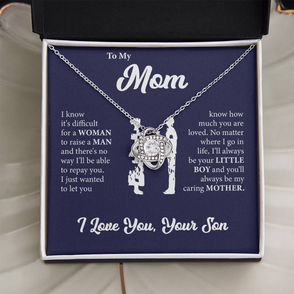 To My Mom | I Love You | From Son | Love Knot Necklace