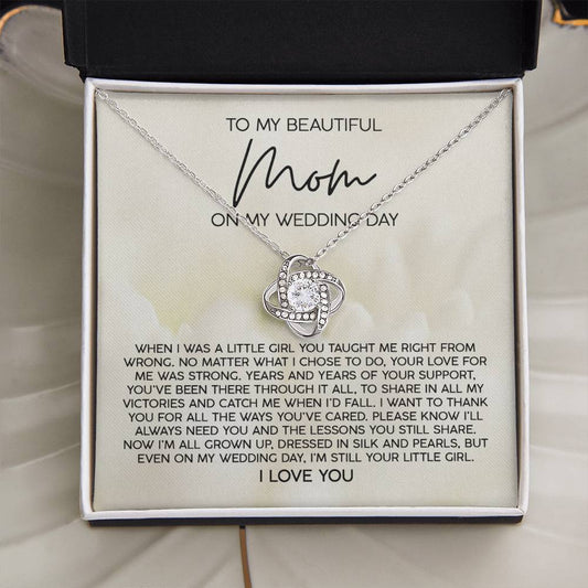 To My Beautiful Mom on My Wedding Day | Love Knot Necklace - JENACDirect