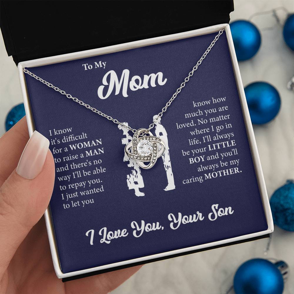 To My Mom | I Love You | From Son | Love Knot Necklace