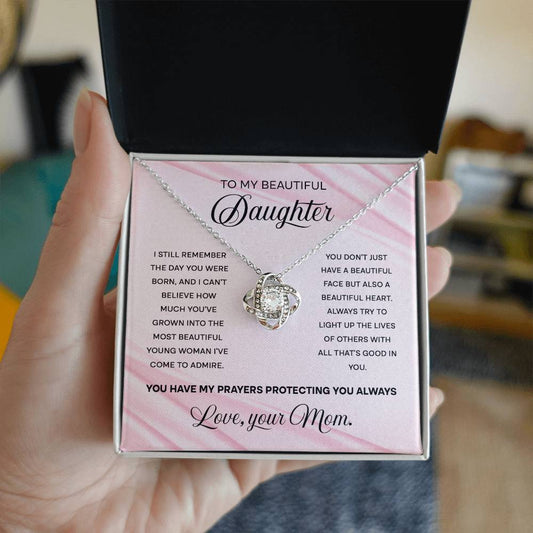 To My Beautiful Daughter | Beautiful Heart | Love Knot Necklace - JENACDirect