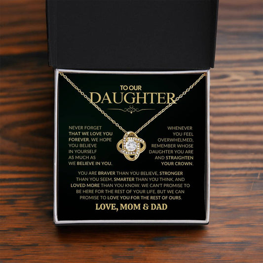 To Our Daughter | From Mom and Dad | Never Forget That We Love You | Love Knot Necklace