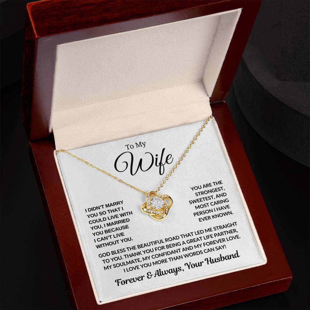 Gift For Wife " Most Caring Person' Love Knot Necklace