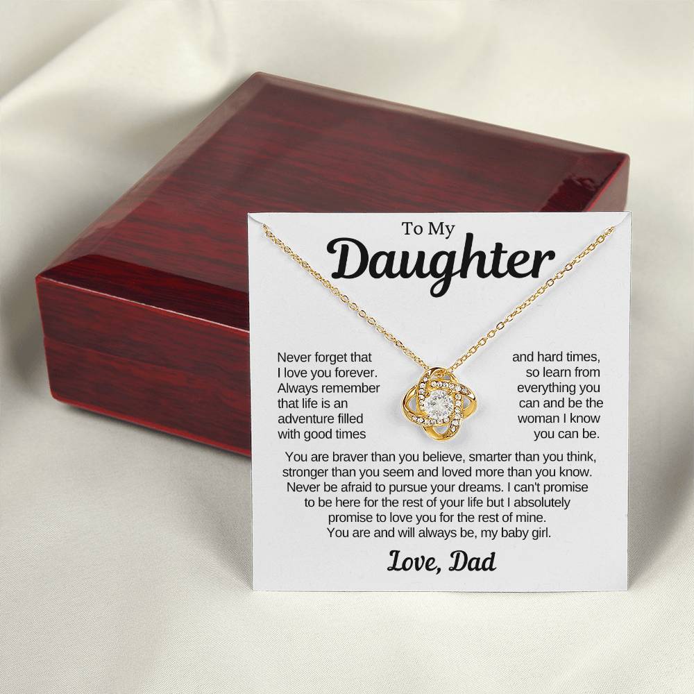 To My Daughter From Dad | Life is An Adventure | Love Knot Necklace