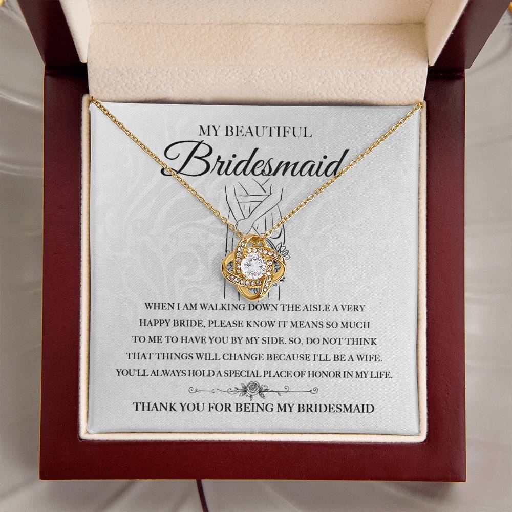 To My Beautiful Bridesmaid | Thank You | Love Knot Necklace - JENACDirect