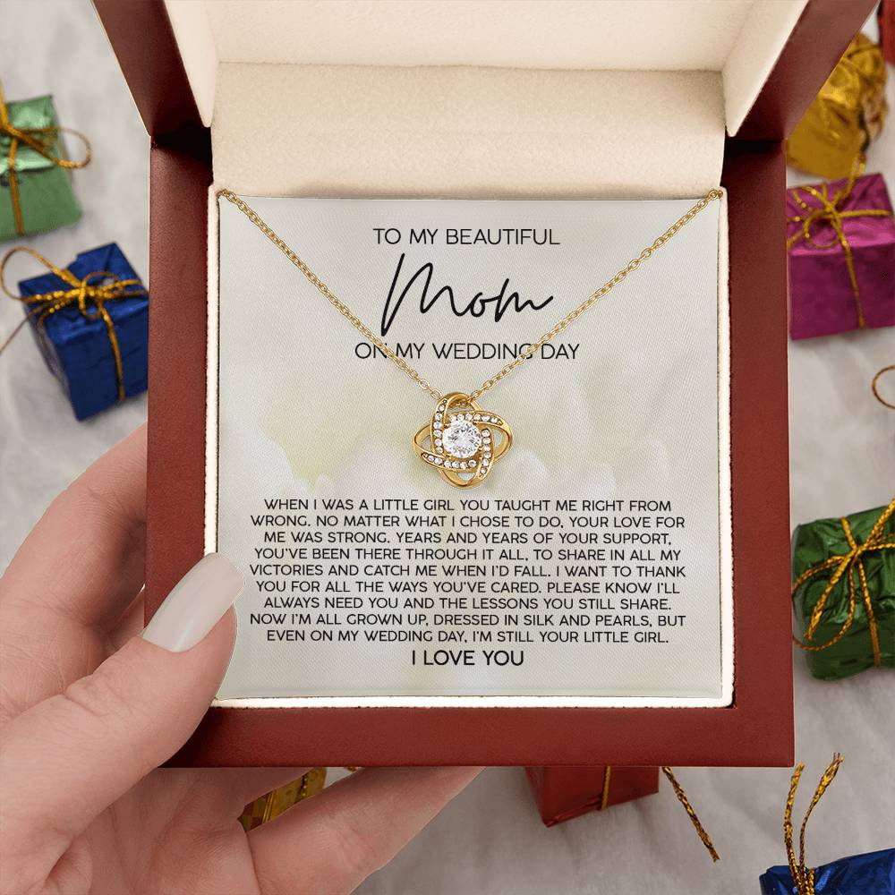 To My Beautiful Mom on My Wedding Day | Love Knot Necklace - JENACDirect