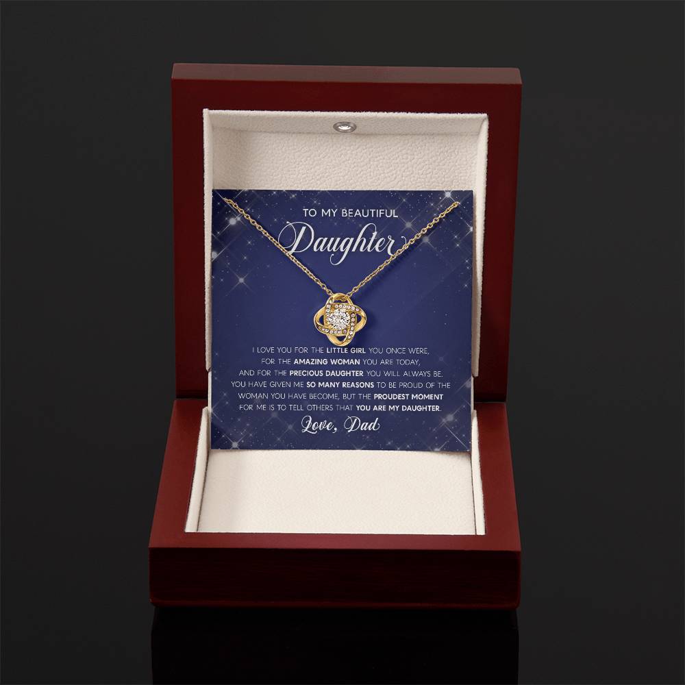 To My Beautiful Daughter | Precious Daughter | Love Knot Necklace - JENACDirect