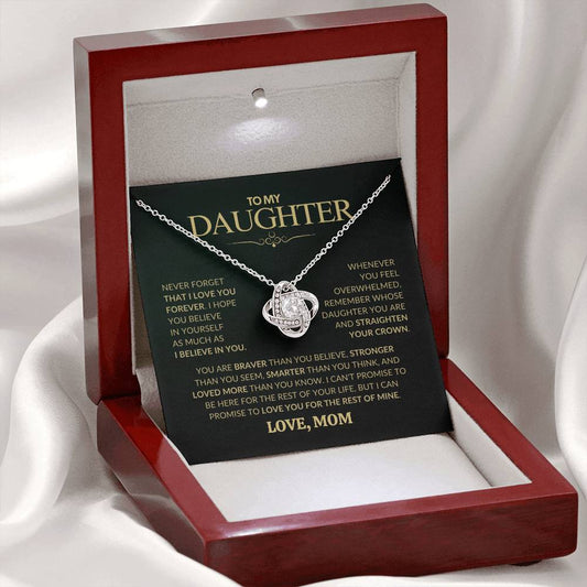 To My Daughter From Mom | Never Forget That I Love You | Love Knot Necklace