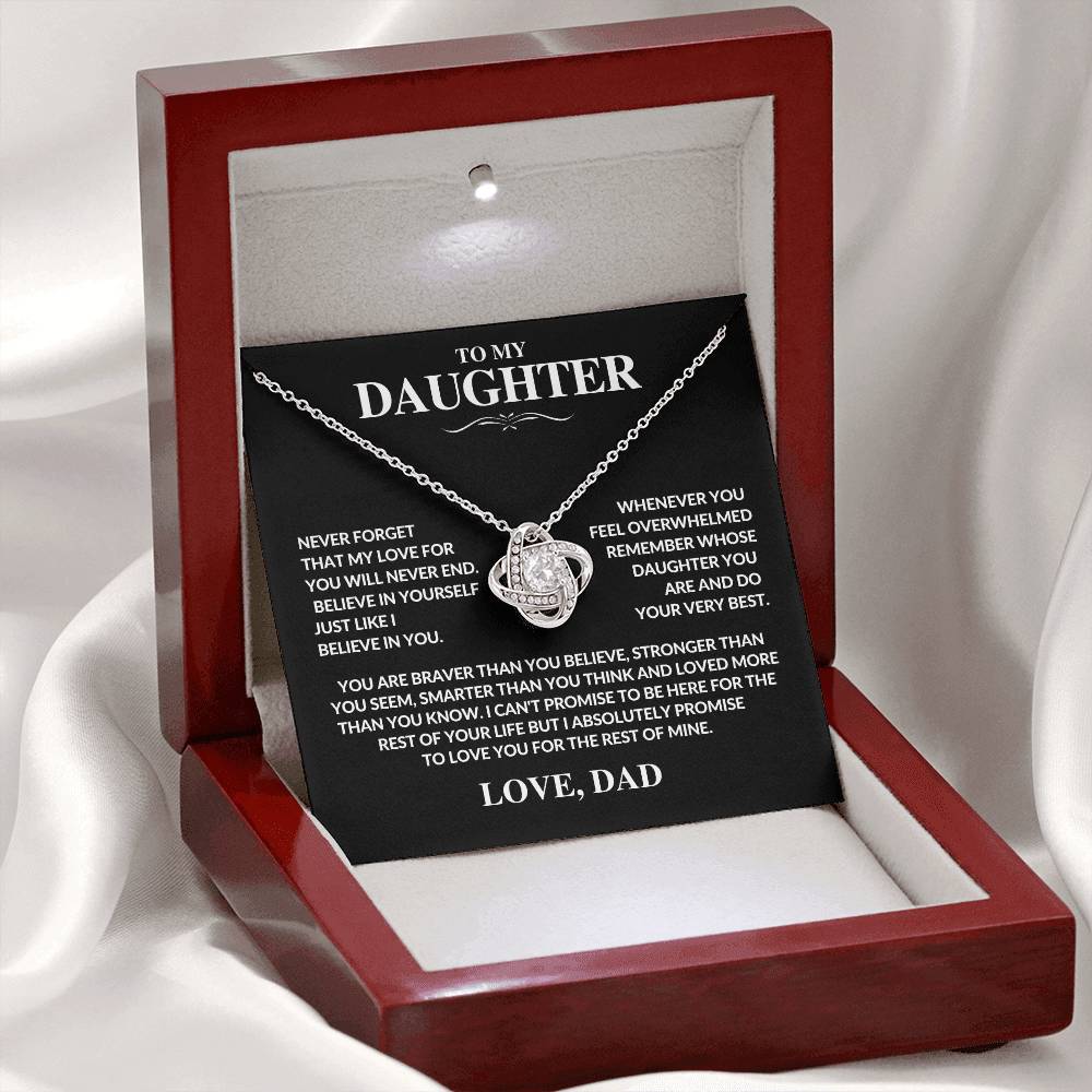 To My Daughter | Gift From Dad | Never Forget That I Love You | Love Knot Necklace - WGA