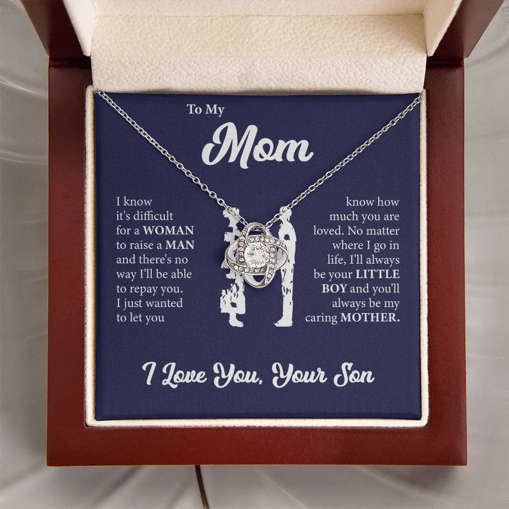 To My Mom | I Love You | From Son | Love Knot Necklace