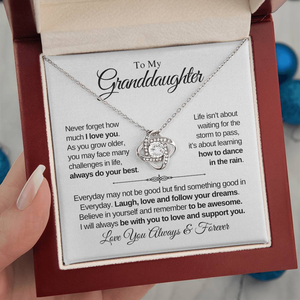 To My Granddaughter | Always Do Your Best | Love Knot Necklace | Gift From Grandparent