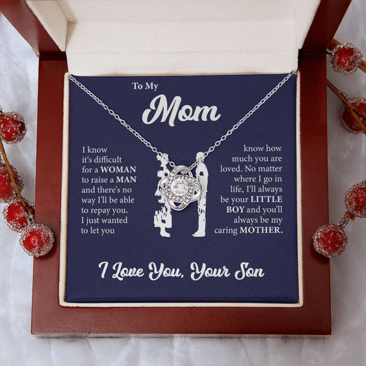 To My Mom | I Love You | From Son | Love Knot Necklace