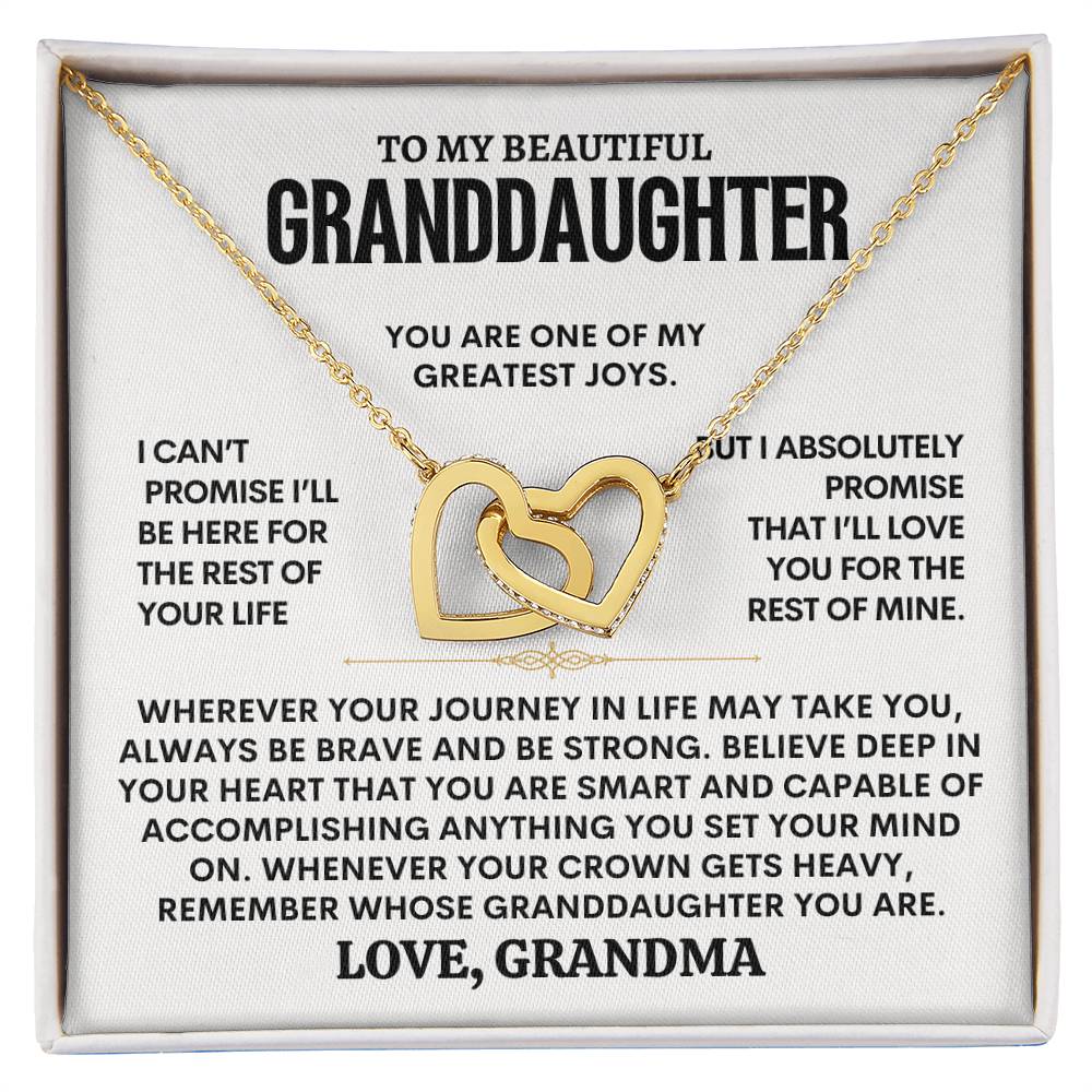 To My Beautiful Granddaughter | My Greatest Joy | Interlocking Hearts Necklace