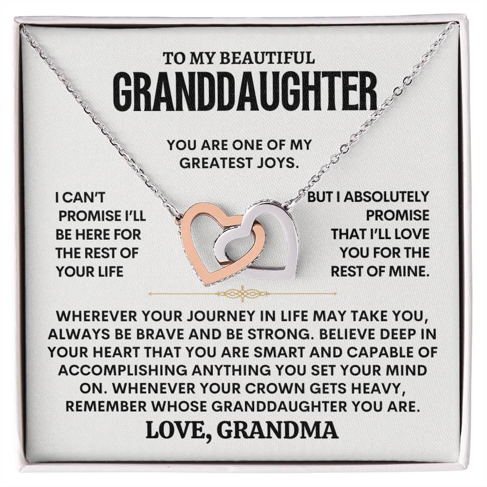 To My Beautiful Granddaughter | My Greatest Joy | Interlocking Hearts Necklace