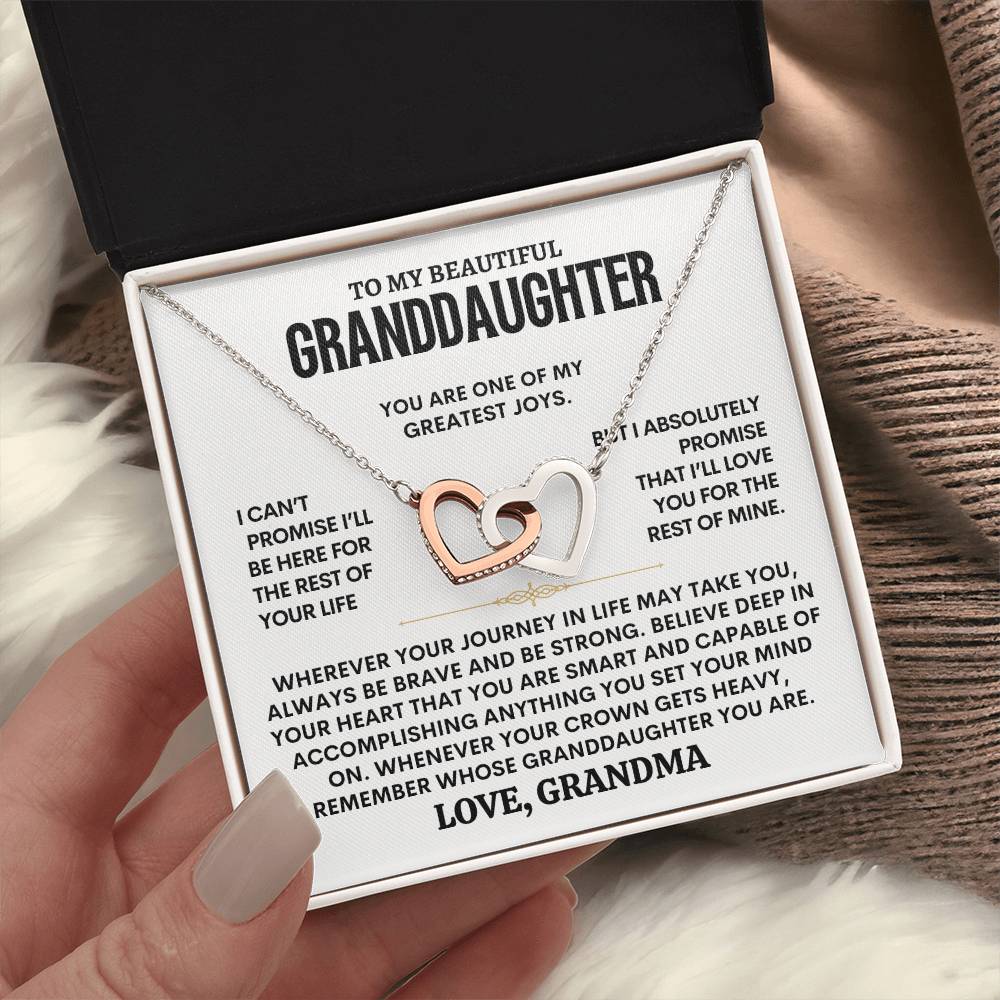 To My Beautiful Granddaughter | My Greatest Joy | Interlocking Hearts Necklace