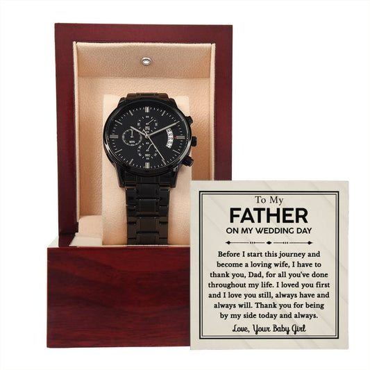 To My Father On My Wedding Day | From Your Baby Girl | Chronograph Watch - JENACDirect