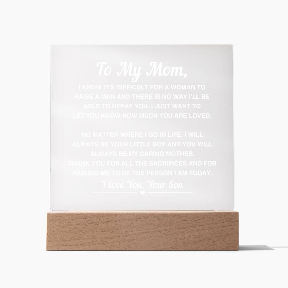 To My Mom | From Son | Acrylic Plaque