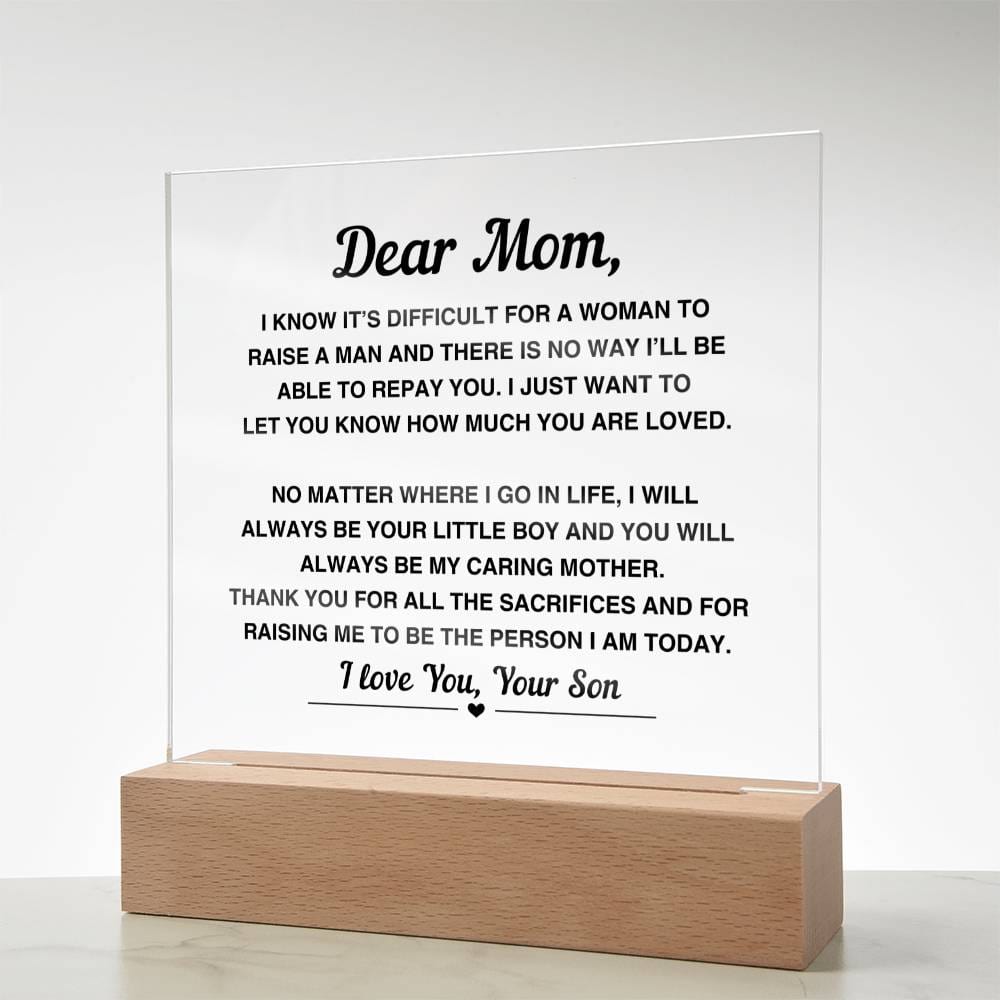 Gift For Mom from Son - Acrylic Plaque